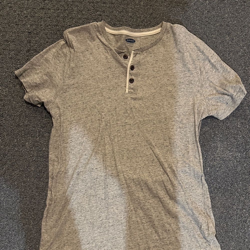 Old Navy Heather Gray Henley Tee